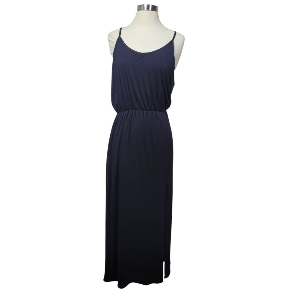 NWT Olivia Rae Blue Soft Stretchy Spaghetti Strap Blouson Long Midi Dress Size S